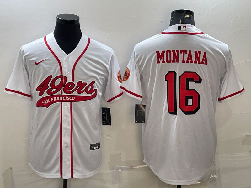Men San Francisco 49ers #16 Montana White 2022 Nike Co branded NFL Jersey